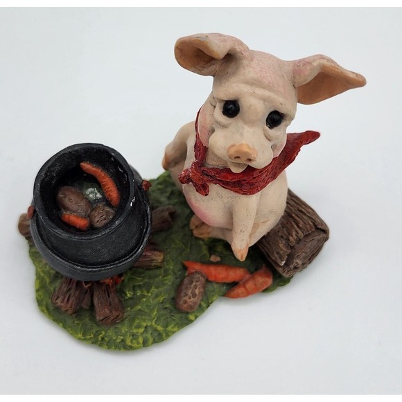 Pig with Cauldron Calabar Creations Pig Hollow Pete Apsit figurine 1994 Vintage - Picture 5 of 8
